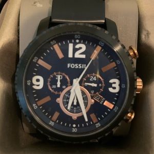Black Fossil Watch with Gold Accents Box Included